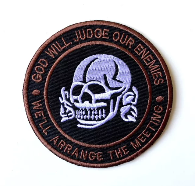 GOD WILL JUDGE OUR ENEMIES biker skull Embroidered Iron On Sew On Patch Badge
