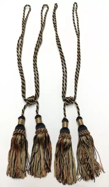 1x -Drapery Curtain Tie-Back w double Tassel - Black, Champagne & Rose Gold