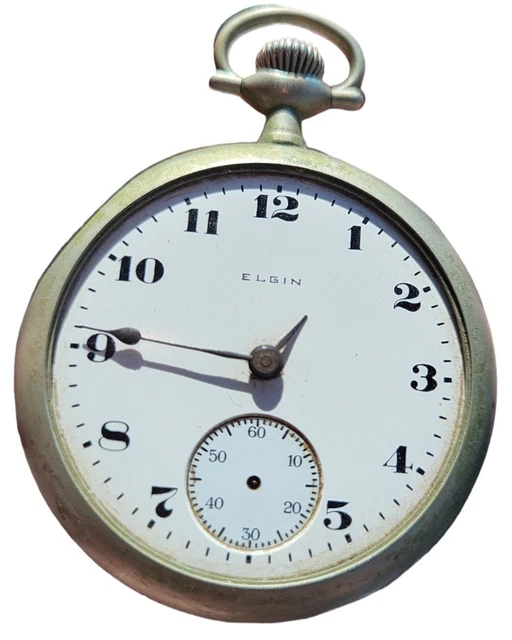 1917 Ant Elgin 7j Grade 294 18s Model 5 Etch Stag Silverode Pocketwatch Gold Ins