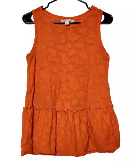 Michael Kors Womens M Tank Top Sleeveless Shirt Ruffle Orange