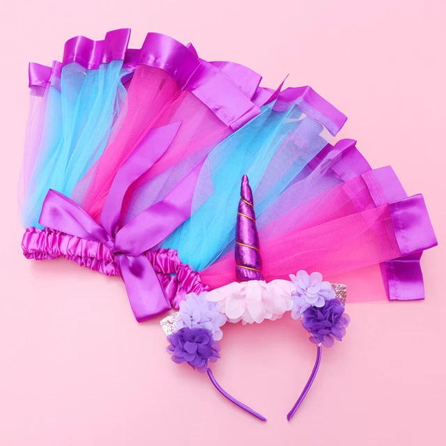 Costume unicorno per ragazza gonna in tulle fascia per principessa bambino