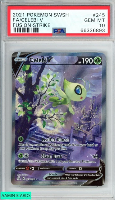 2021 Pokemon Swsh Fusion Strike Fa Celebi V #245 Psa 10 Gem Mt
