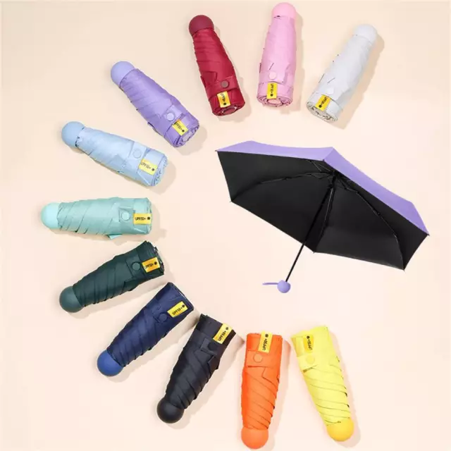 8 Colours Mini Compact Umbrella Anti UV5 Fold Rain Windproof with Carry Case