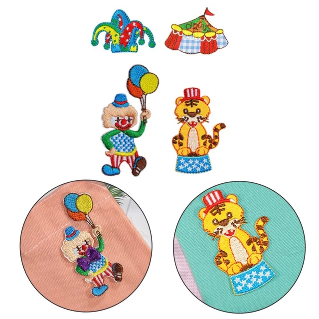 2 pièces autocollants colorés pour dessin animé cirque broderie couture sur p