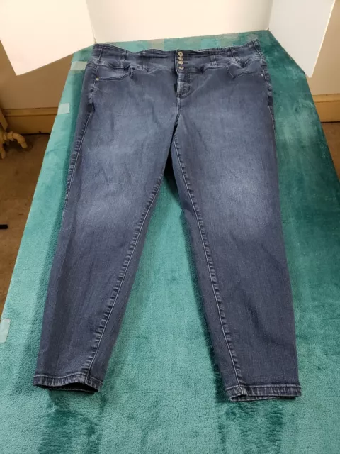 Torrid Jeans Sz 24 Tall Womens Blue Mid Rise Pant Ladies Skinny Stretch 4 Button