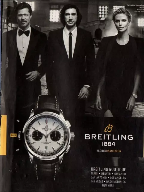 2018 PRINT AD BREITLING 1884 modern Watch Brad Pitt Charlize Theron 07 ...