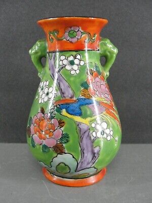 Tt Takito Japanese Moriage Hand Painted Porcelain Bud Vase 🌼 Floral Bird 5" Vtg