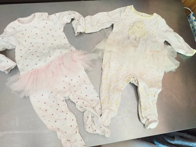 REDUCED Baby Girl TUTU Babygrows Sleepsuits Bundle. TU And Next up to 3 Months.