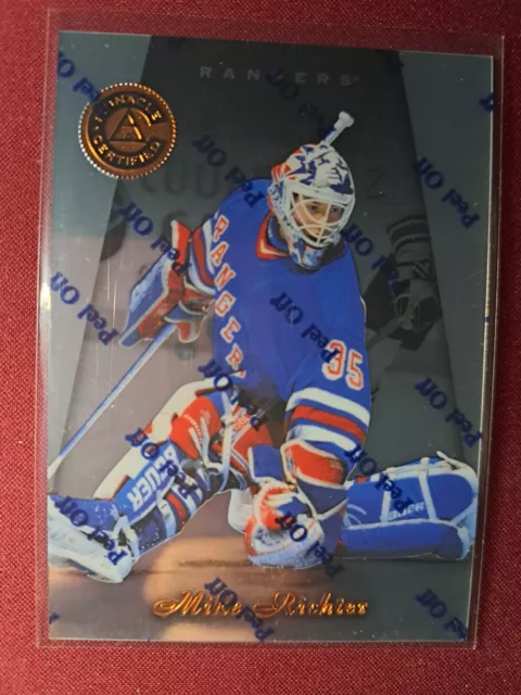 Carta collezionabile Mike Richter 1997-98 Pinnacle certificata #13 New York Rangers NHL