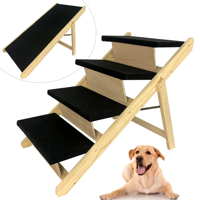 2in1 Hundetreppe Haustiertreppe Holz Tragbare 4 Stufen Hunderampe Klappbare NEU