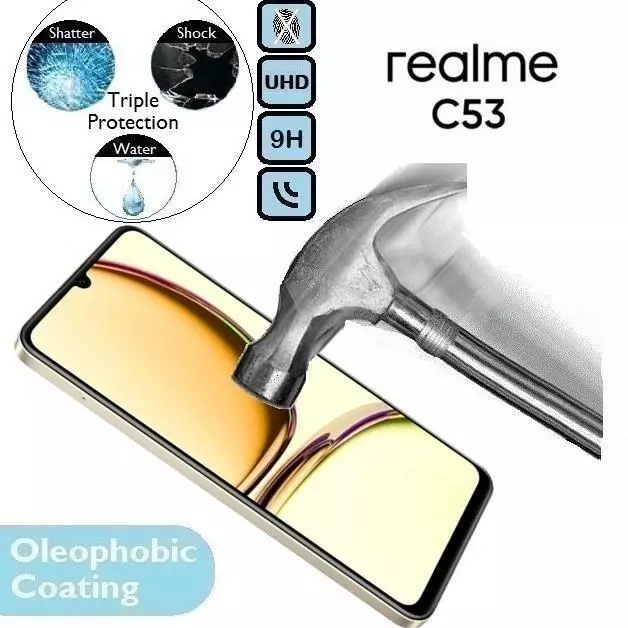 100% Genuine Tempered Glass 9H Screen Protector Real Me For Realme C53 (India)