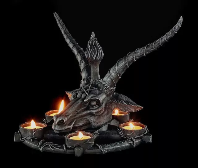 Teelichthalter - Baphomet Schädel - Ziegenkopf Figur Kerzenhalter Gothic Ritual 3