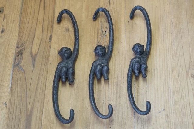 6 Large Monkey Hooks Plant Cast Iron Small Hook Hanger Kettle Hook Japanese 3