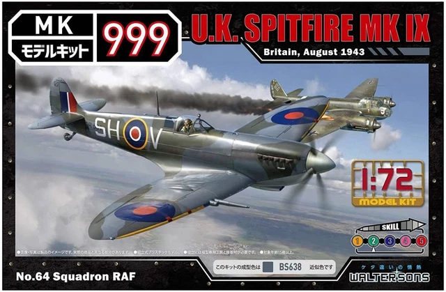55009 Model Kit 999 British Army Spitfire Mk.9 1/72 Color-Coded Plastic Walterso