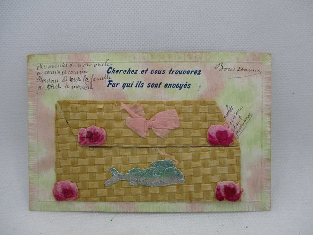 CPA 1ER AVRIL : Enfant poissons Fillette Peche canne a musette EUR 1,00
