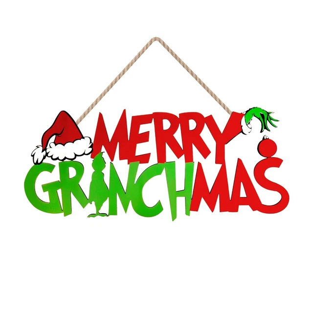 Grinch Christmas Decorations Merry Grinchmas Wooden Door Hanging Sign for Out... Grinch Christmas Decorations Merry Grinchmas Wooden Door Hanging Sign for Out...