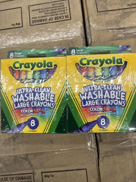 Crayola Ultra-Clean Washable Large Coloured Crayons Non-Toxic 6 Packs of 8