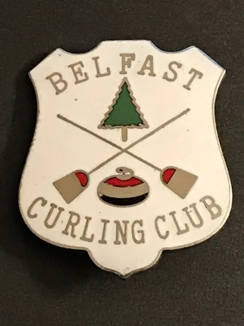 CURLING PIN BELFAST CURLING CLUB (Kinney Prov. R.I. written on back)