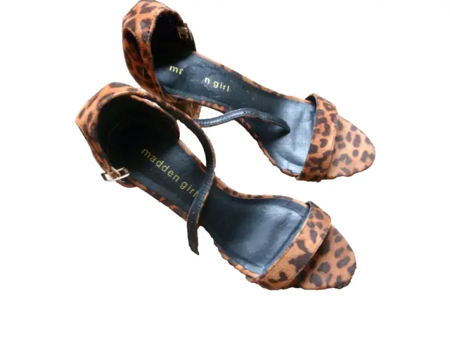 Madden Girl Women's Bella Heeled Animal Print Block Heel Sandal/Shoes Size 8 US