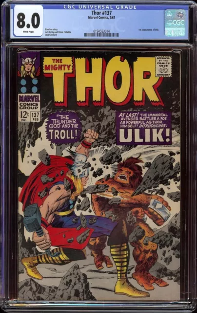Thor # 137 CGC 8.0 White (Marvel, 1967) 1st appearance of Ulik