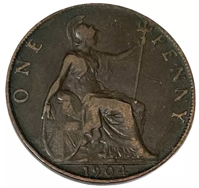 1904 Great Britain One Penny King Edward England 1 Cent Coin KM# 794 Lot B4-68