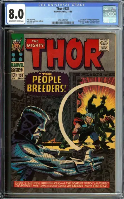 Thor #134 Cgc 8.0 Ow/Wh Pages // 1St Appearance Man-Beast High Evolutionary 1966