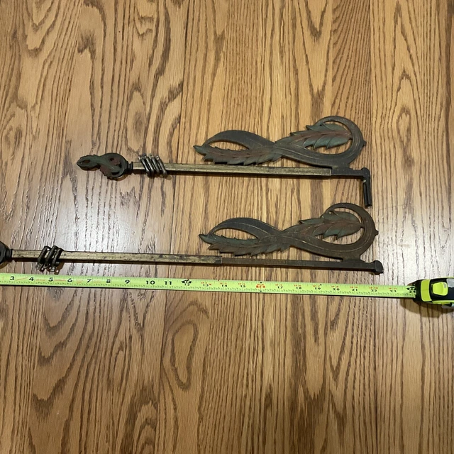 Antique Victorian Cast Iron Extending Curtain Rods Swing Arm Pair Art Deco MCM 3