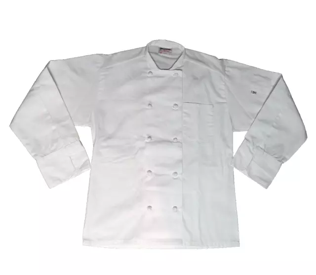 Uncommon Threads Chef Coat White Long Sleeve Small 21”x 28” Jacket Knot Buttons