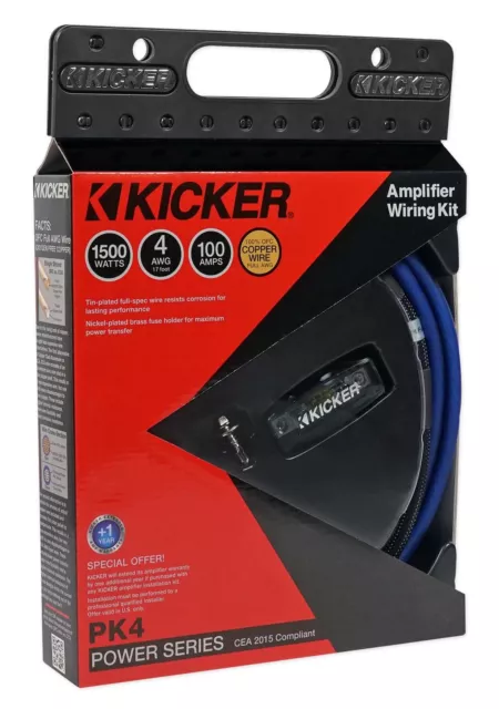 KICKER 46PK4 4 Gauge 4 AWG Amplifier Amp Installation Wire Kit 4GA 2