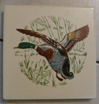 CARREAU De FAÏENCE Décor De CANARD Tuile VILLEROY & BOSH La Ferthé Gaucher 
