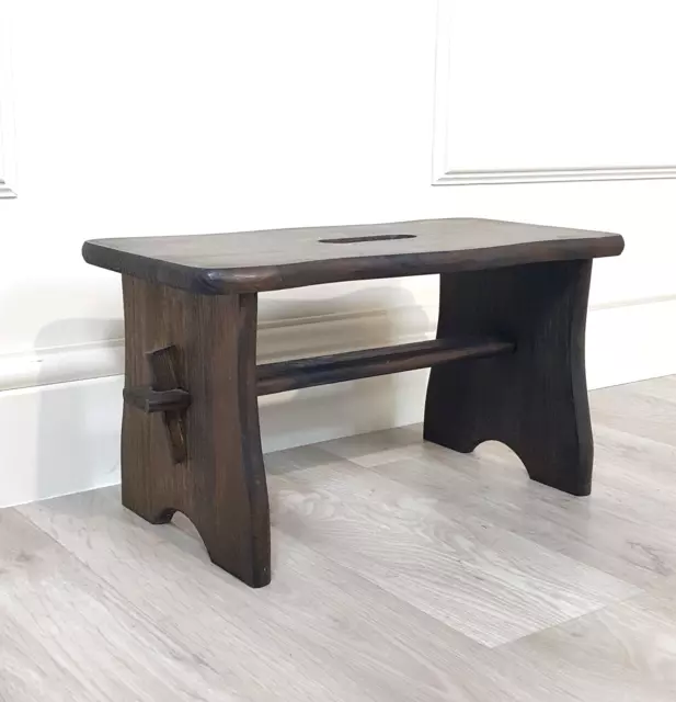 Rustic Stained Pine Form Stool - F167 3