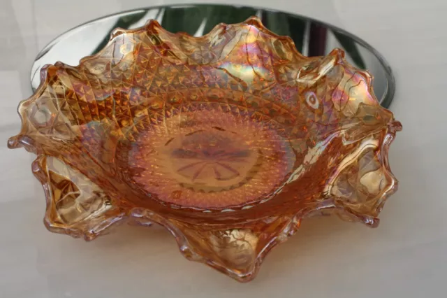 Sowerby Hob & Button Chunky Marigold Carnival Glass Ruffled Plate Dish Hobnail