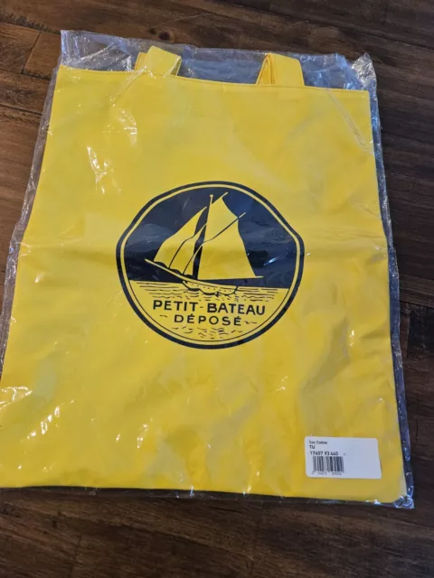 Petit Bateau Depose Tote Bag New  Nautical Striped Yellow Reuseable Shopping Bag