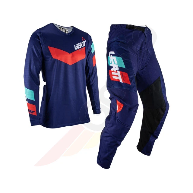 Leatt Ride Kit Abbigliamento Set 2 Pezzi Cross Enduro 3.5 Blu Scuro Rosso XL
