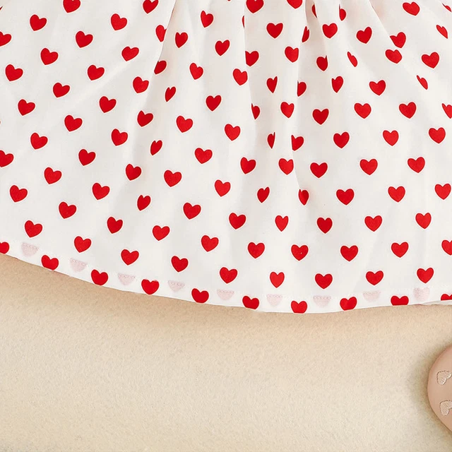 Abito per bambine San Valentino senza maniche Love Heart Abiti con Set Fascia 7