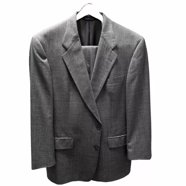 Burberrys London 2 Piece Suit 42R 36x32 Bond Street Gray Glen Check Pleated Cuff