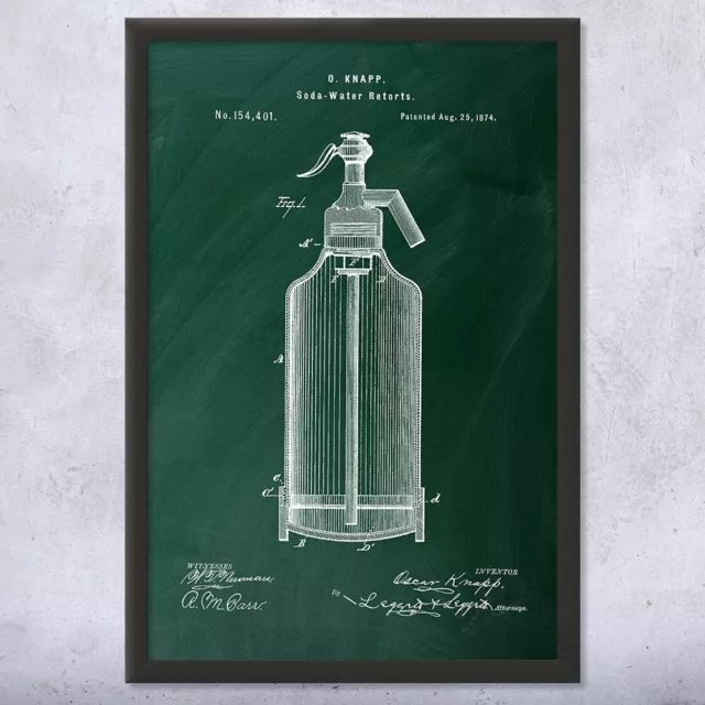 Framed Seltzer Bottle Wall Art Print Soda Brewery Art Home Bar Decor Wet Bar Art