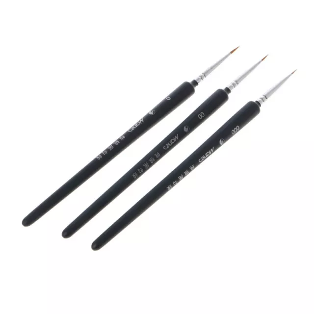 Wolf Hair Paint Brush Set of 3 Miniatures Fine Detailing Drawing Attachment