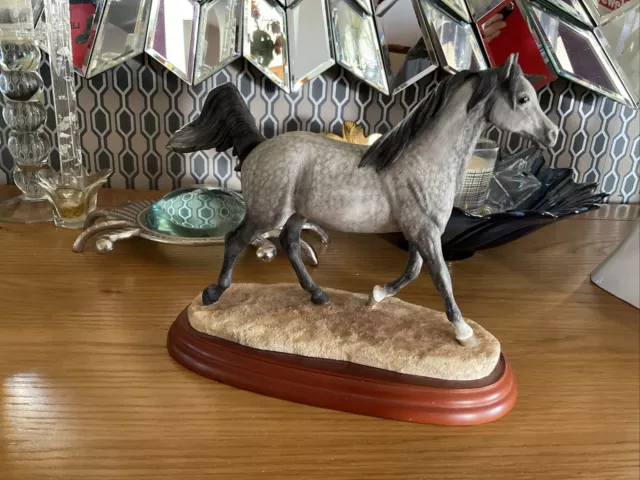 Border Fine Arts Grey Arabian Stallion on Wooden Plinth Model A0731 Country Show