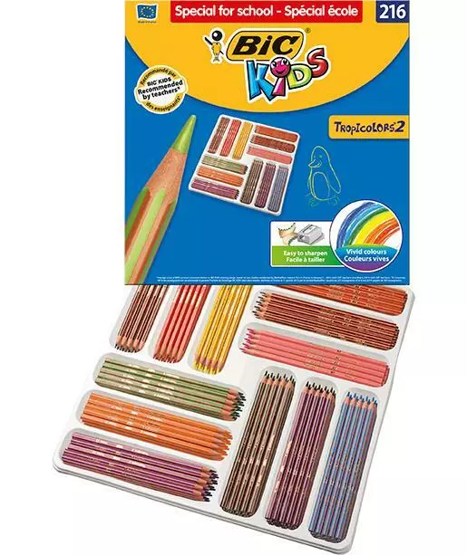 [Ref:8971101] BIC Class Pack de 216 crayons de couleur KIDS TROPICOLORS