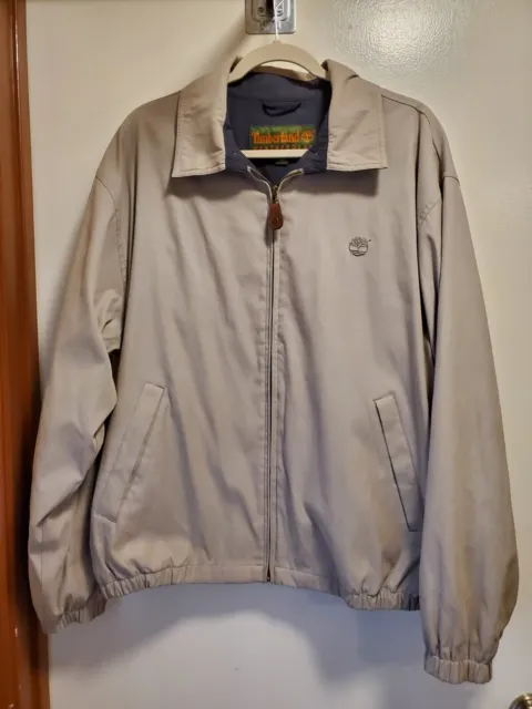 Timberland Weathergear Men's Beige Size Medium Full Zip Nylon Jacket Coat