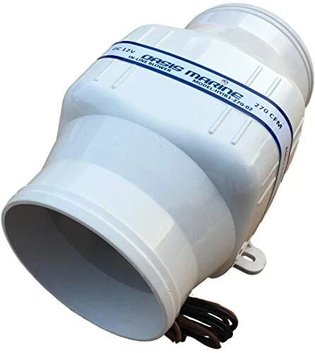 Oasis Marine in-Line Bilge Boat Air Blower 4 inch 12V Exhaust Fan 2 Year Warr...