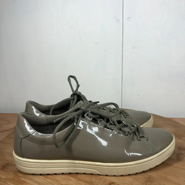 Ecco Shoes 42 Womens 11 Fara Sneakers Gray Patent Leather Casual Walking Comfy