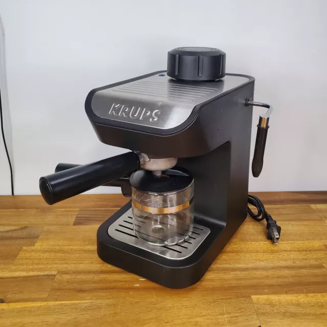 KRUPS XP1020 Steam Espresso Machine with Glass Carafe, 4-Cup, Black