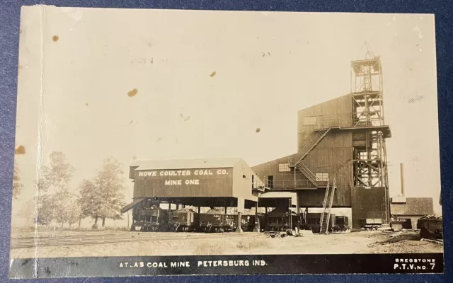 Postcard RARE RPPC Atlas Coal Mine Howe Coulter Coal Co Petersburg IN 1924