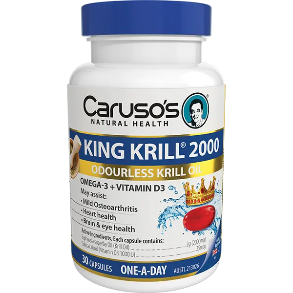 Caruso's King Krill 2000Mg 30C - Odourless Omega 3 Krill Oil + Vit D Carusos