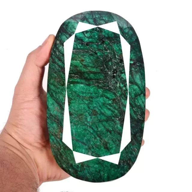 Natural 5000 Ct/ 1 KG Brazilian Green Emerald Huge Certified Oval Loose Gemstone 3
