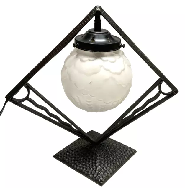 Lampada Art Deco Ferro Battuto Globe Firmato " Sonover "