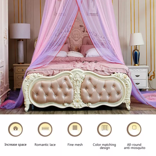 Dual Color Round Canopy Lace Princess Style Mosquito Net Bed Curtain N 1742 SD