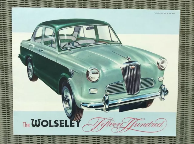 Wolseley Fifteen Hundred (1500) Colour Fold Out Sales Brochure H. & .E 5874 1958